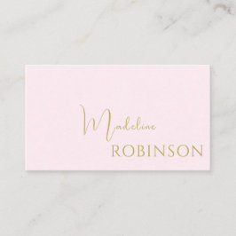 Blush Pink Gold Minimalist Elegant Script Visitekaartje