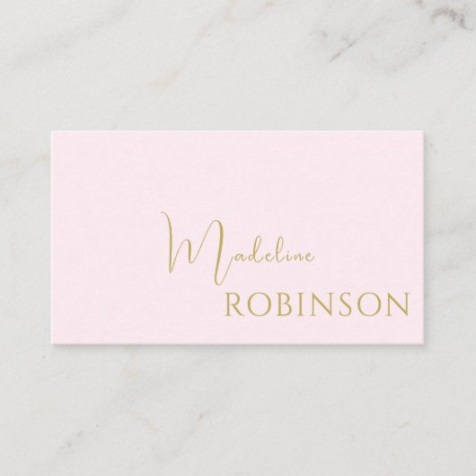 Blush Pink Gold Minimalist Elegant Script Visitekaartje (Voorkant)
