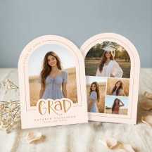 Blush Pink Gold Modern 5 Photo Grad Announcement