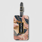 Blush Pink Gold Modern Boho Leaves Collectie Bagagelabel (Voorkant (verticaal))