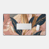 Blush Pink Gold Modern Boho Leaves Collectie Bureaumat (Keyboard & Muis)