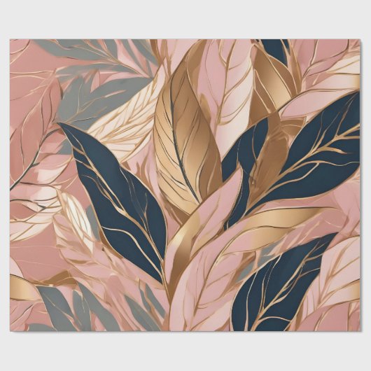 Blush Pink Gold Modern Boho Leaves Collectie Cadeaupapier (Vlak)