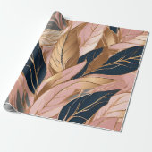 Blush Pink Gold Modern Boho Leaves Collectie Cadeaupapier (Uitgerold)