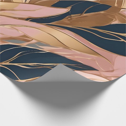 Blush Pink Gold Modern Boho Leaves Collectie Cadeaupapier (Hoek)