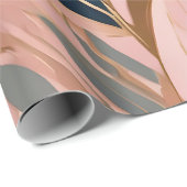 Blush Pink Gold Modern Boho Leaves Collectie Cadeaupapier (Rol Hoek)