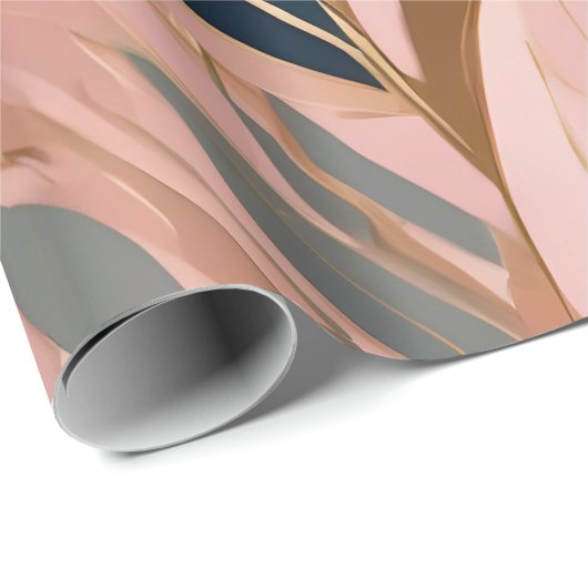 Blush Pink Gold Modern Boho Leaves Collectie Cadeaupapier (Rol Hoek)