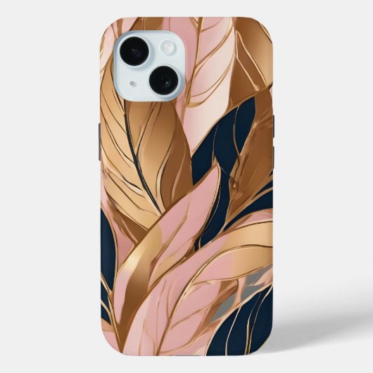 Blush Pink Gold Modern Boho Leaves Collectie Case-Mate iPhone Case (Achterkant)
