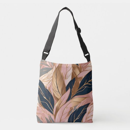 Blush Pink Gold Modern Boho Leaves Collectie Crossbody Tas (Voorkant)