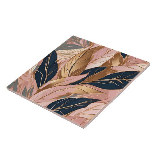 Blush Pink Gold Modern Boho Leaves Collectie Tegeltje (Zijkant)