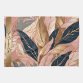 Blush Pink Gold Modern Boho Leaves Collectie Theedoek (Horizontaal)