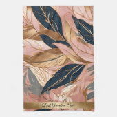 Blush Pink Gold Modern Boho Leaves Collectie Theedoek (Verticaal)