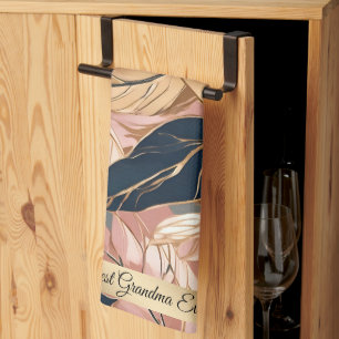 Blush Pink Gold Modern Boho Leaves Collectie Theedoek