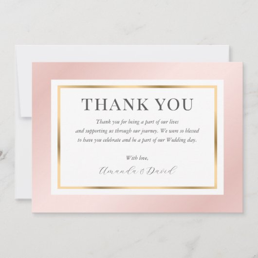 Blush Pink Gold Modern Elegant Script Minimalist Bedankkaart (Voorkant)