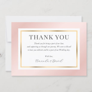 Blush Pink Gold Modern Elegant Script Minimalist Bedankkaart