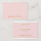 Blush Pink Gold Modern Handgeschreven Script Sjabl Visitekaartje (Voorkant / Achterkant)