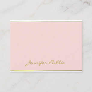 Blush Pink Gold Modern Handgeschreven Script Sjabl Visitekaartje