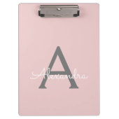 Blush Pink Gold Modern Script Girly Monogram Naam Klembord (Voorkant)