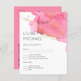 Blush Pink Gold Modern Wedding RSVP met Menu