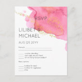 Blush Pink Gold Modern Wedding RSVP met Menu (Voorkant)