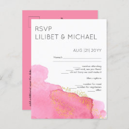 Blush Pink Gold Modern Wedding RSVP met Menu