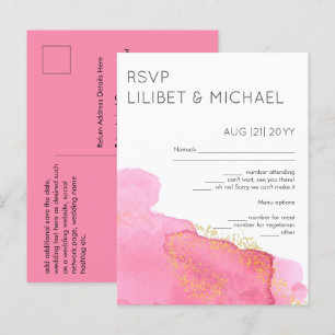 Blush Pink Gold Modern Wedding RSVP met Menu