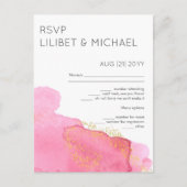 Blush Pink Gold Modern Wedding RSVP met Menu (Voorkant)