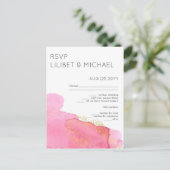 Blush Pink Gold Modern Wedding RSVP met Menu (Staand voorkant)