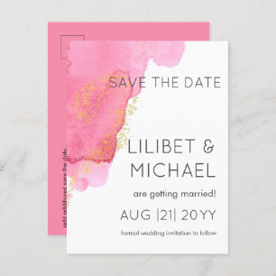 Blush Pink Gold Modern Wedding Save Dates Briefkaa Briefkaart