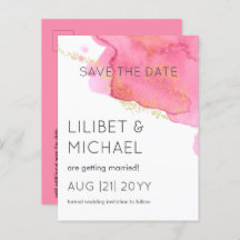 Blush Pink Gold Modern Weduwen Save Dates