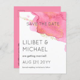 Blush Pink Gold Modern Weduwen Save Dates Briefkaart