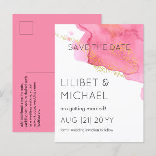 Blush Pink Gold Modern Weduwen Save Dates Briefkaart