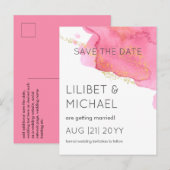 Blush Pink Gold Modern Weduwen Save Dates Briefkaart (Voorkant / Achterkant)
