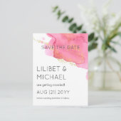 Blush Pink Gold Modern Weduwen Save Dates Briefkaart (Staand voorkant)