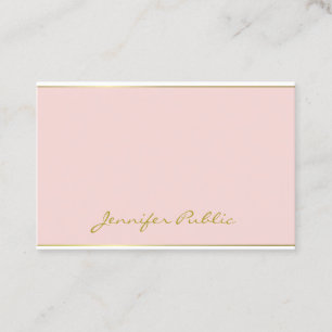 Blush Pink Gold Moderne Sjabloon Handgeschreven sc Visitekaartje
