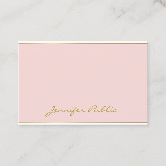 Blush Pink Gold Moderne Sjabloon Handgeschreven sc Visitekaartje (Voorkant)