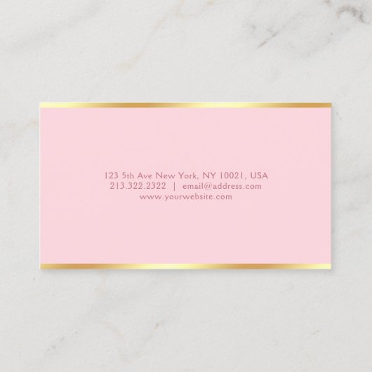 Blush Pink Gold Moderne Sjabloon Handgeschreven sc Visitekaartje (Achterkant)