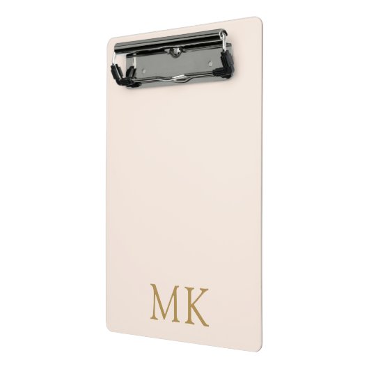 Blush Pink Gold Monogram Initialen Mini Klembord (Angled2)