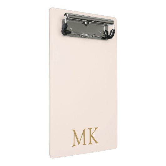 Blush Pink Gold Monogram Initialen Mini Klembord (Schuin)