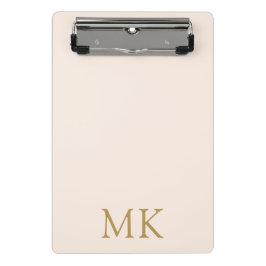 Blush Pink Gold Monogram Initialen Mini Klembord