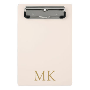 Blush Pink Gold Monogram Initialen Mini Klembord