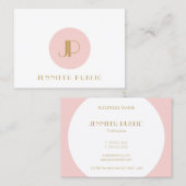 Blush Pink Gold Monogram Modern Elegant Sjabloon Visitekaartje (Voorkant / Achterkant)
