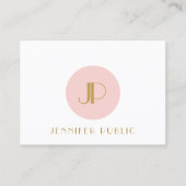 Blush Pink Gold Monogram Modern Elegant Sjabloon Visitekaartje (Voorkant)