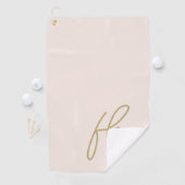 Blush Pink Gold Monogram Script Moderne naam Girly Golfhanddoek (Insitu)