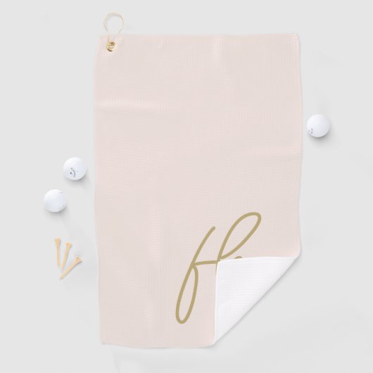 Blush Pink Gold Monogram Script Moderne naam Girly Golfhanddoek (Insitu)
