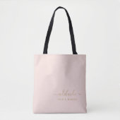 Blush Pink Gold Monogram Script Name Hair Stylist Tote Bag (Voorkant)