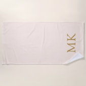 Blush Pink Gold Monogram Strandlaken (Voorkant)