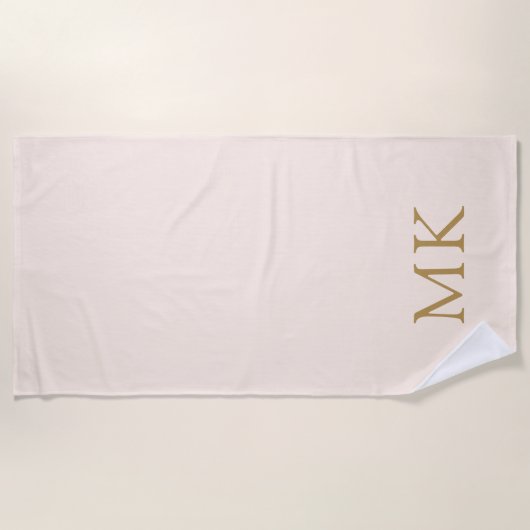 Blush Pink Gold Monogram Strandlaken (Voorkant)