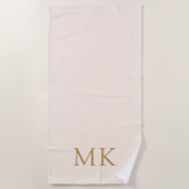 Blush Pink Gold Monogram Strandlaken (Voorkant)