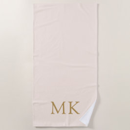 Blush Pink Gold Monogram Strandlaken