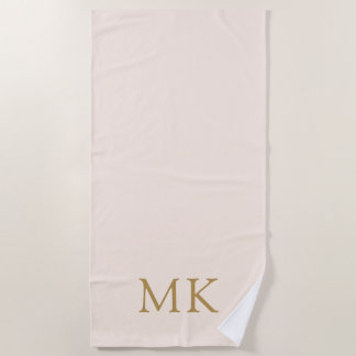 Blush Pink Gold Monogram Strandlaken